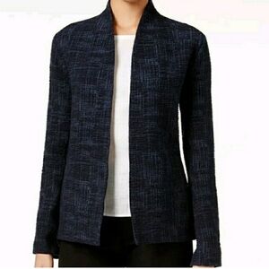 Eileen Fisher Women's size 2 crosshatch open midi black jacket minimalist office